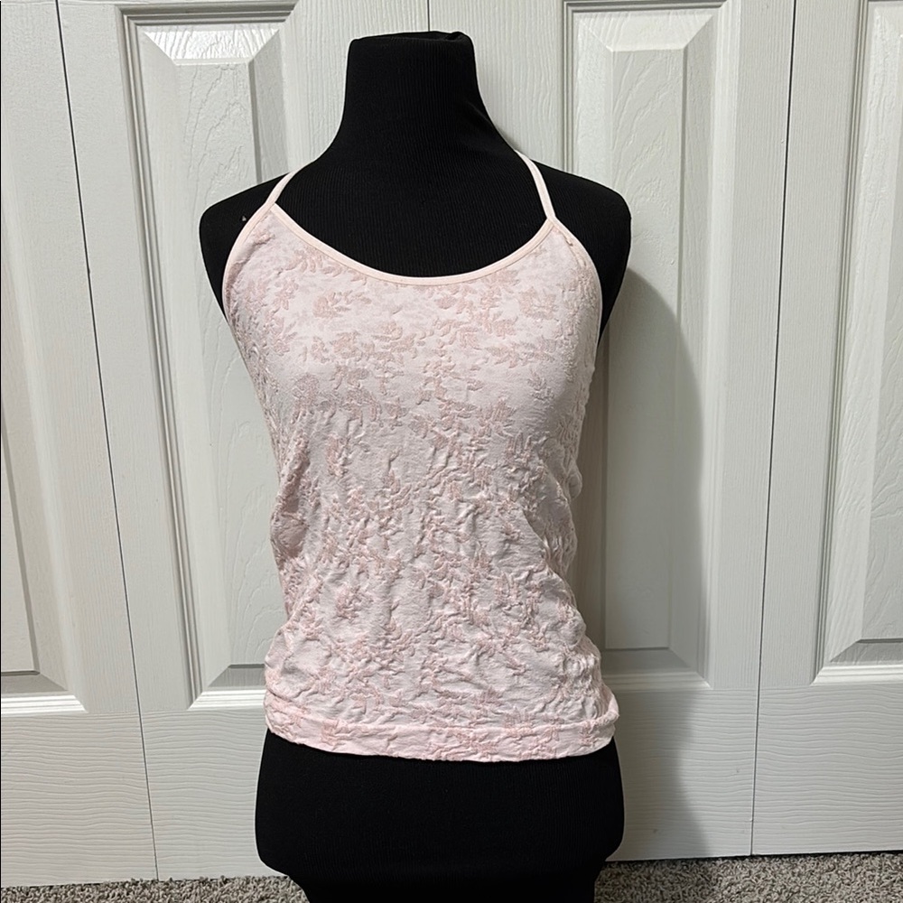 Anthropologie light pink scrunch tank top